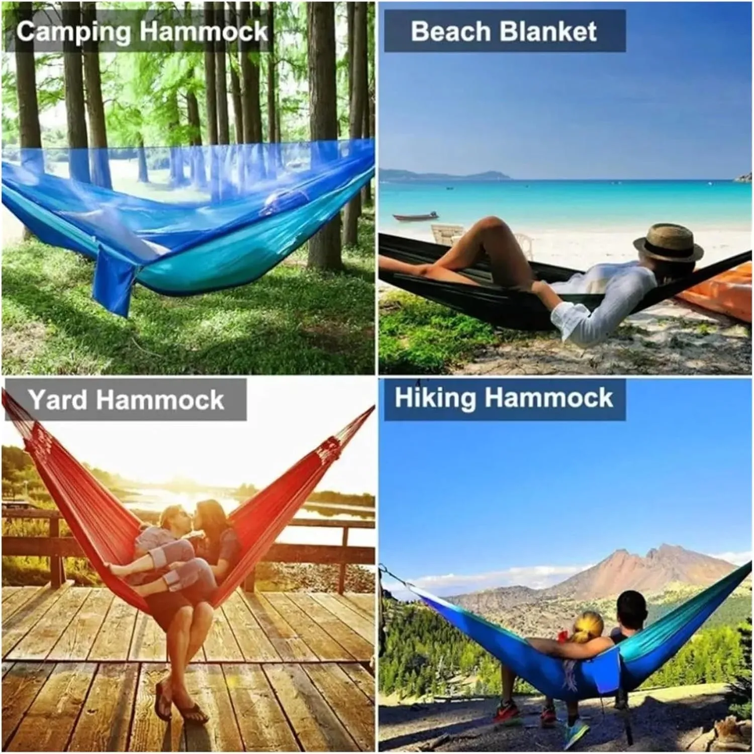 Outdoor Camping Hammock with Mosquito Net Lightweight Hanging Hammocks High Strength Parachute Fabric Hanging Bed Net 250x120cm for Terrace, Outdoor(Blue)