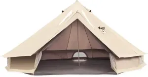 Outdoor Camping Tent, Four-Season Tent, Rainproof Tent, Can Accommodate 8-10 People, Transparent Window on Top with Chimney Opening (Gold)