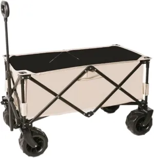 Outdoor Cart Shanuoduoji Outdoor Camper Fully Folding Camping Trailer Self-Driving Spring Outing Hand-Drawn Cart Picnic Camper Cart Wagon(A)