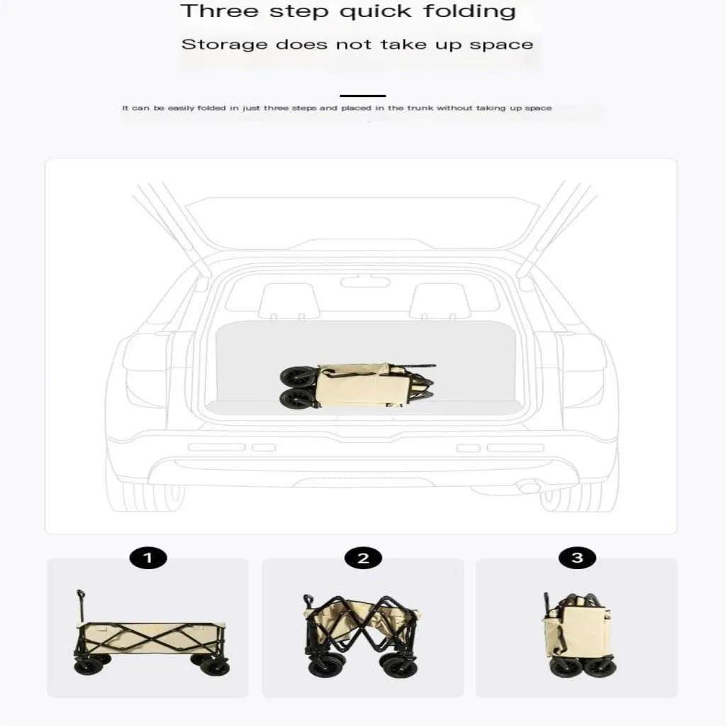 Outdoor Cart Shanuoduoji Outdoor Camper Fully Folding Camping Trailer Self-Driving Spring Outing Hand-Drawn Cart Picnic Camper Cart Wagon(A)