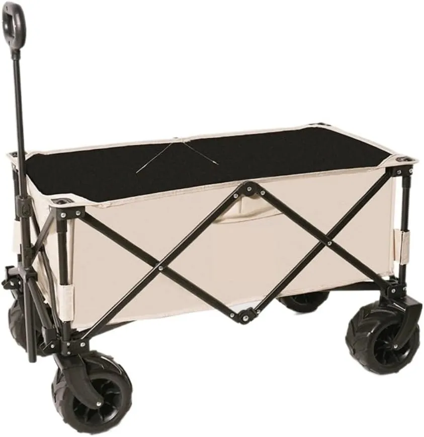 Outdoor Cart Shanuoduoji Outdoor Camper Fully Folding Camping Trailer Self-Driving Spring Outing Hand-Drawn Cart Picnic Camper Cart Wagon(A)