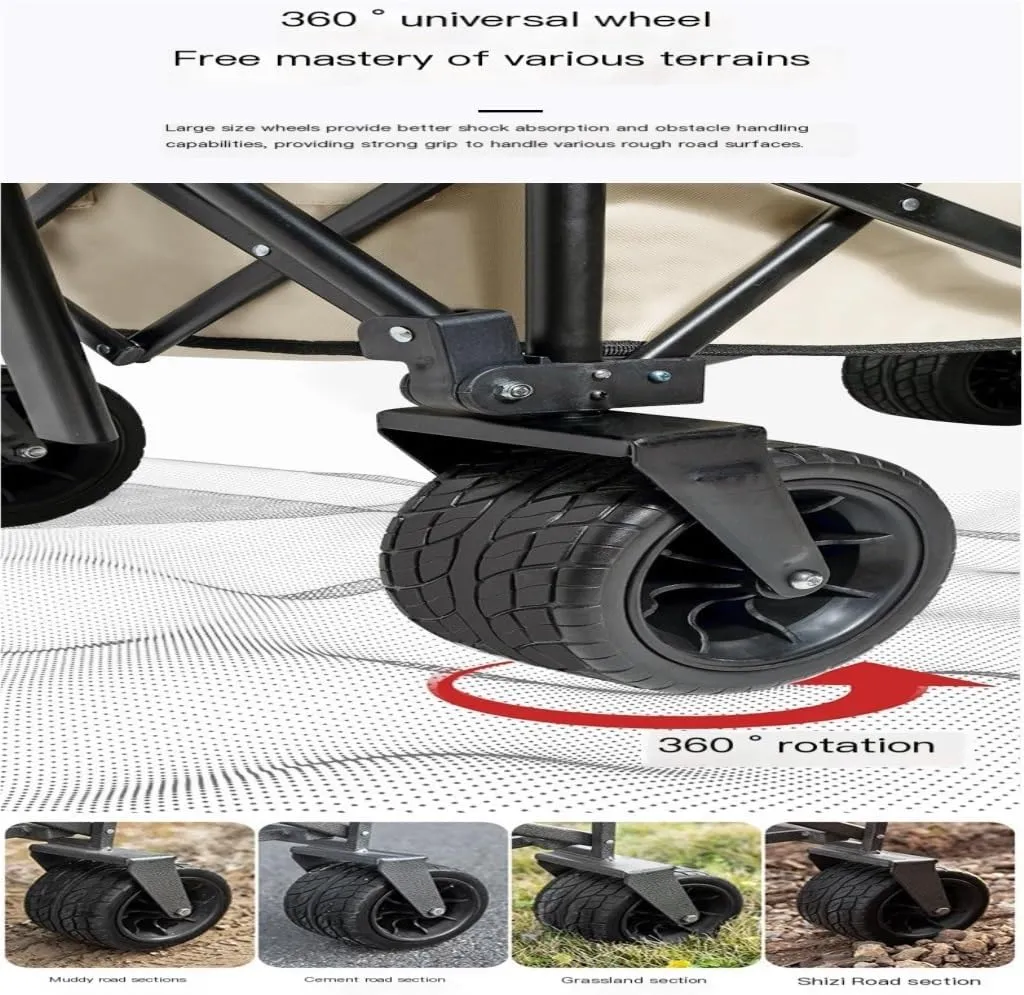 Outdoor Cart Shanuoduoji Outdoor Camper Fully Folding Camping Trailer Self-Driving Spring Outing Hand-Drawn Cart Picnic Camper Cart Wagon(A)