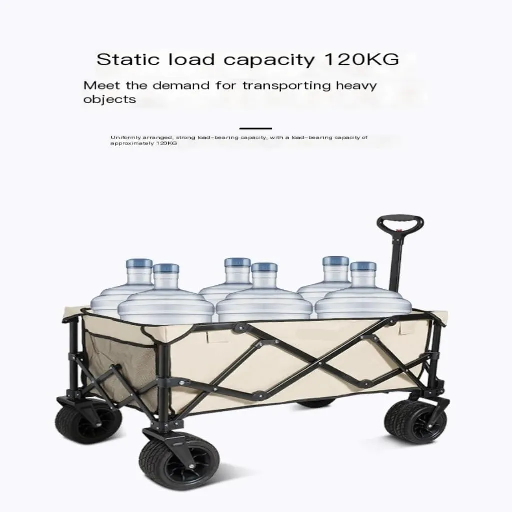 Outdoor Cart Shanuoduoji Outdoor Camper Fully Folding Camping Trailer Self-Driving Spring Outing Hand-Drawn Cart Picnic Camper Cart Wagon(A)