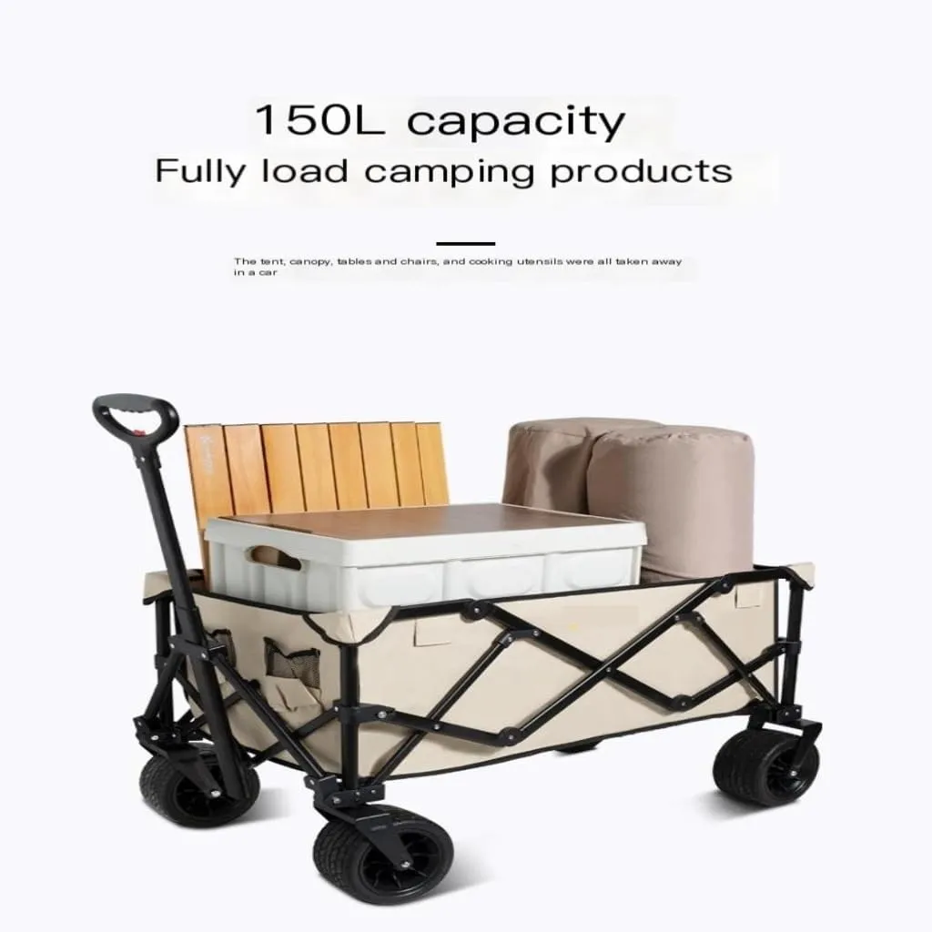 Outdoor Cart Shanuoduoji Outdoor Camper Fully Folding Camping Trailer Self-Driving Spring Outing Hand-Drawn Cart Picnic Camper Cart Wagon(A)