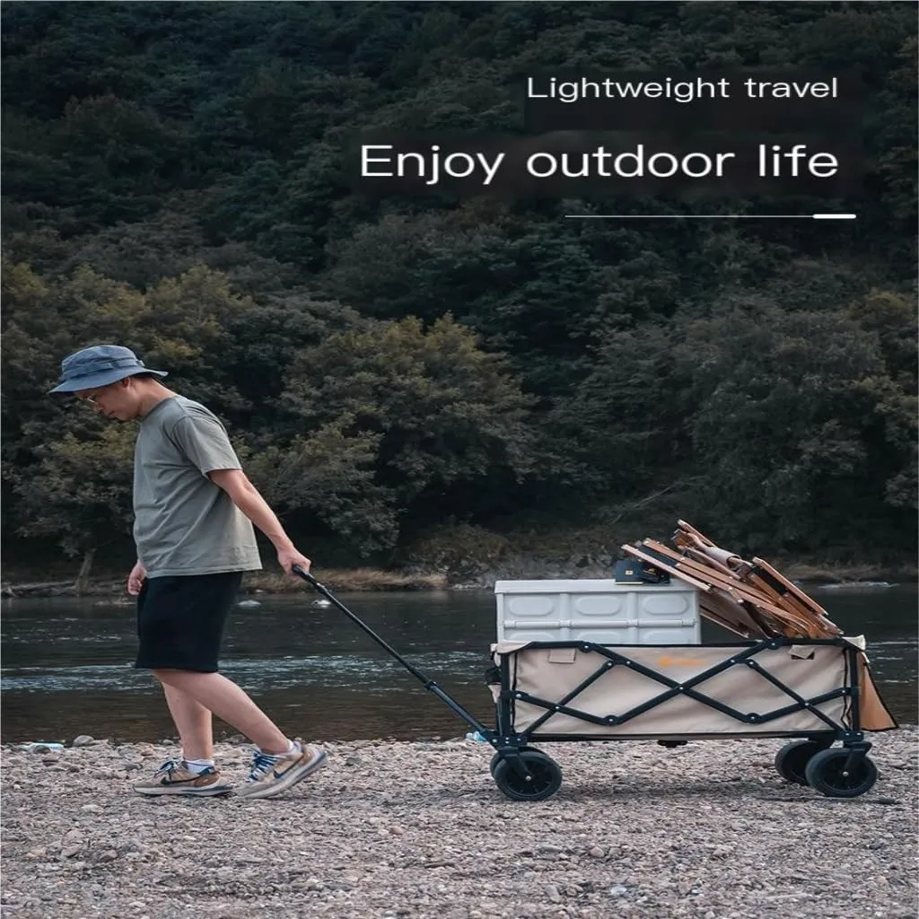 Outdoor Cart Shanuoduoji Outdoor Camper Fully Folding Camping Trailer Self-Driving Spring Outing Hand-Drawn Cart Picnic Camper Cart Wagon(A)