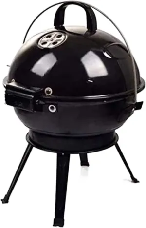 Outdoor Charcoal Grill Portable with Lid Cooking Camping Barbecue Folding BBQ Round