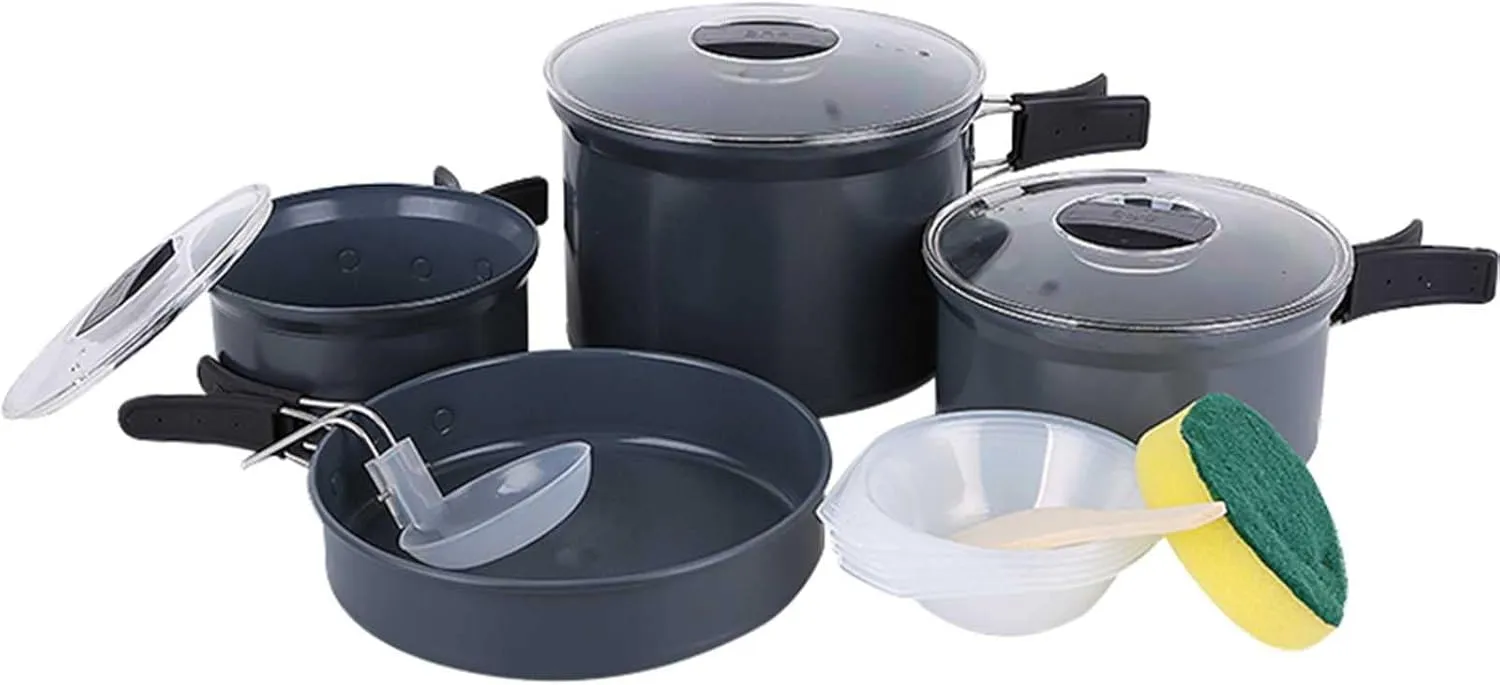 Outdoor Cookware Set Picnic Camping Large Capacity Deepening Convenient Storage Frying Pan Soup 4-6 People Can Gather Heat