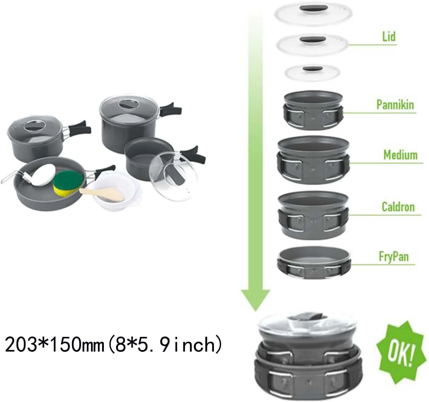 Outdoor Cookware Set Picnic Camping Large Capacity Deepening Convenient Storage Frying Pan Soup 4-6 People Can Gather Heat
