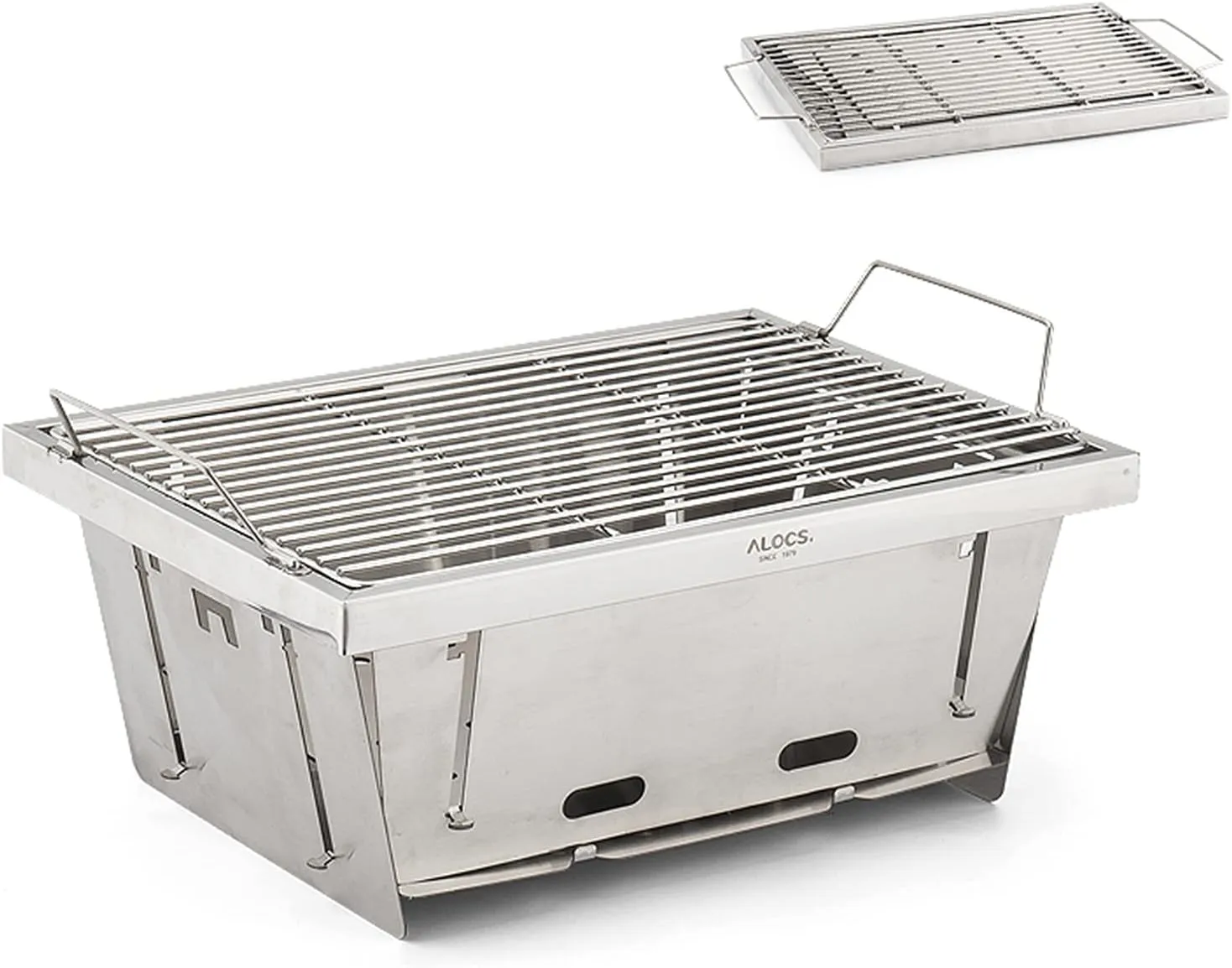 Outdoor Folding BBQ Grill Stainless Steel Barbecue Grill Camping Wood Burning Stove for Camping Hiking Picnic BBQ Party Home