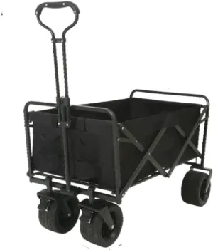 Outdoor Folding Utility Wagon with Brake 4 Wheeled Camping Cart for Garden Trolley Handcart for Outdoor Activities