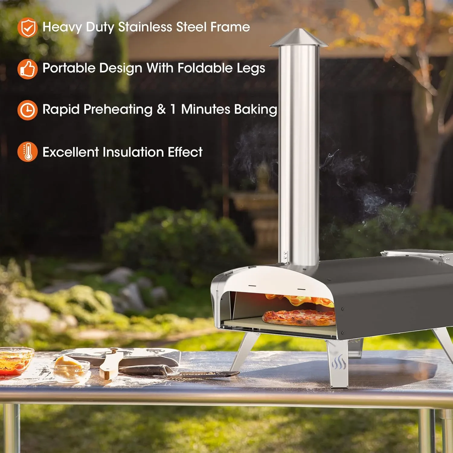Outdoor Pizza Oven Wood Pellet 12" Pizza Ovens with Pizza Stone and Pizza Peel, Portable Wood-Fired Pizza Oven Pizza Stove for Backyard and Outside (Classic W-Oven Series)
