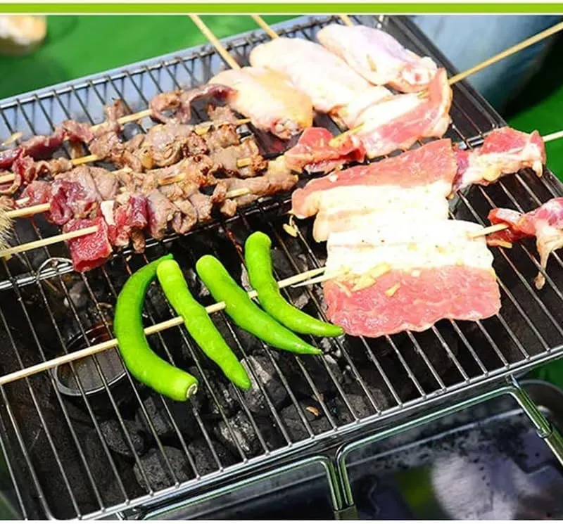 Outdoor Portable BBQ Grill Stainless Steel Folding Picnic Charcoal Barbecue Grills Home Camping Barbeque Tool