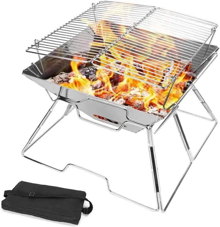 Outdoor Portable BBQ Grill Stainless Steel Folding Picnic Charcoal Barbecue Grills Home Camping Barbeque Tool