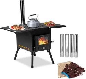 Outdoor Portable Wood Stove, Tent Stove, Folding Wood Burning Stove for Camping,Camping Wood Stove for Outdoor Heating and Cooking, Ice Fishing,Travel
