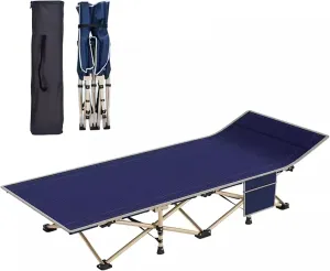 Outdoor Sleeping Cots for Adults Heavy-Duty with Side Pockets Support 441 lbs, Folding Camping Cot Bed for Adults 1200D Oxford Fabric, 190 X 67 X 35cm