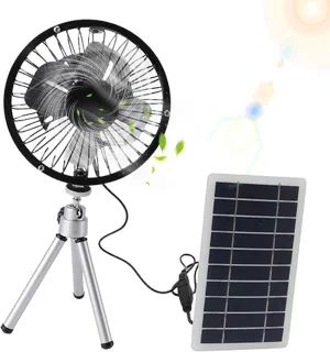 Outdoor Solar Fan - Camping Cooling Fan, Portable Foldable, Rechargeable Solar Air | Compact Lightweight Travel Breeze Device, Off Grid Cooling System with Charging for Hiking