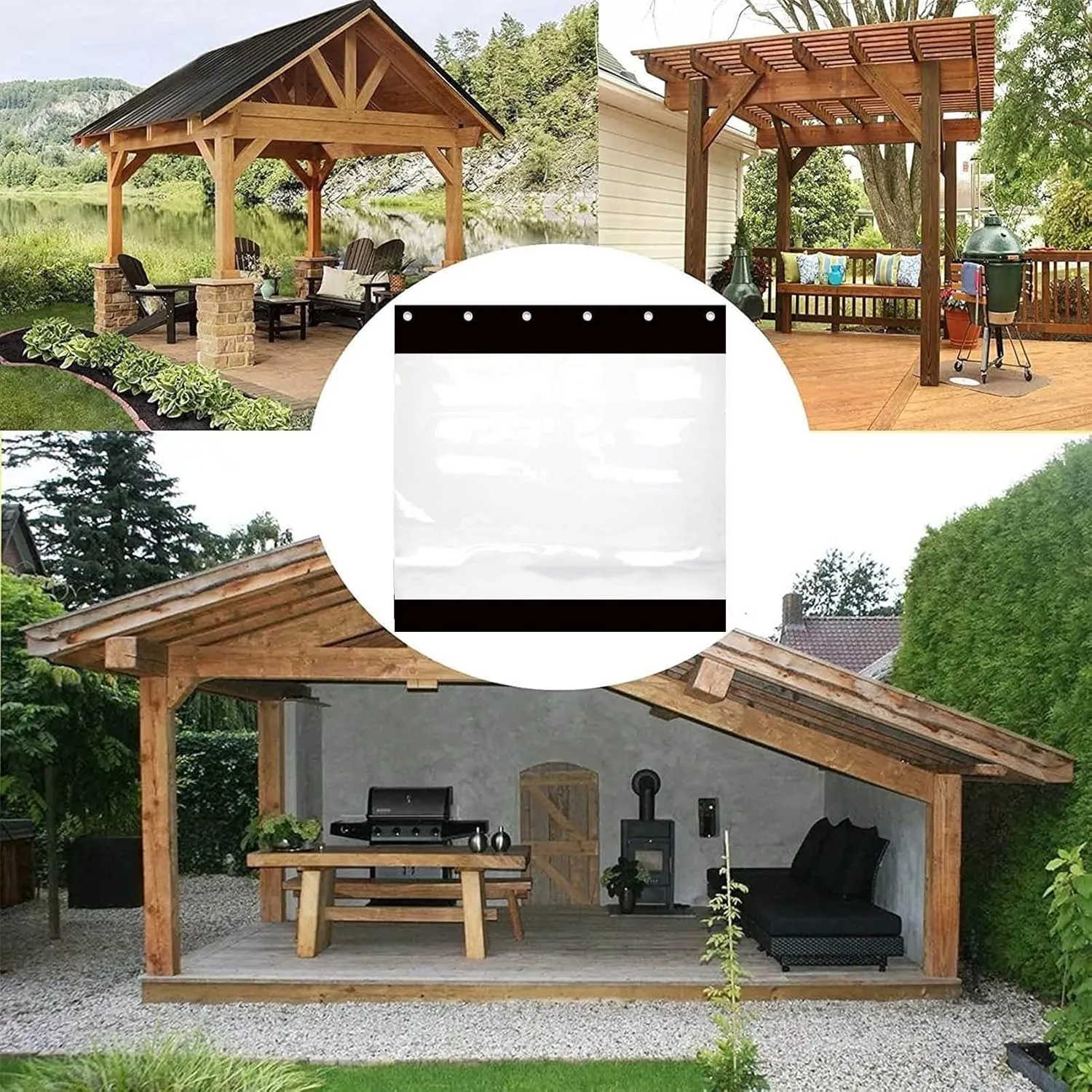 Outdoor Tarpaulin Curtain 0.5mm Transparent Tarpaulin Weatherproof Tear Resistant, Pergola Waterproof Side Panels, Customizable (Color : Clear, Size : 4.92x8.2ft/1.5x2.5m)