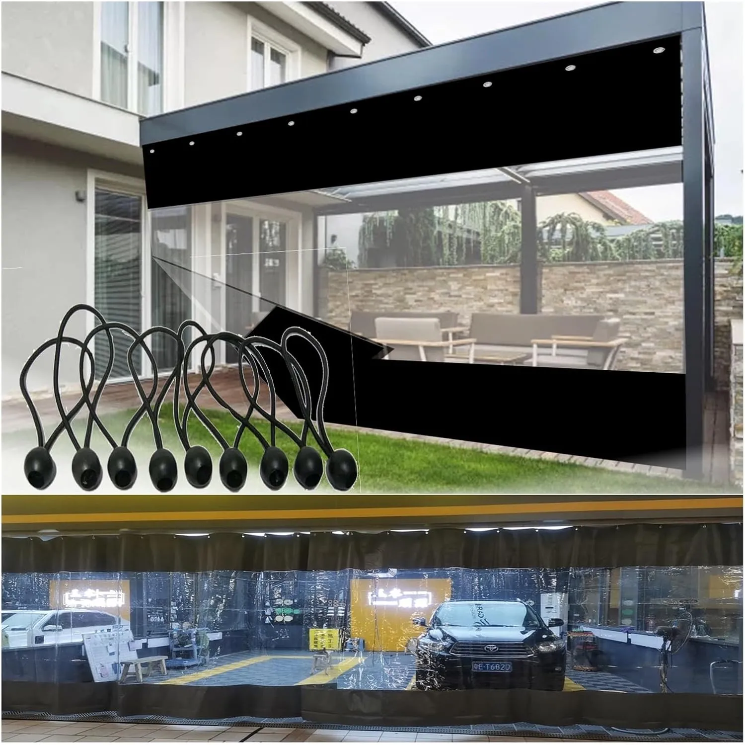 Outdoor Tarpaulin Curtain 0.5mm Transparent Tarpaulin Weatherproof Tear Resistant, Pergola Waterproof Side Panels, Customizable (Color : Clear, Size : 4.92x8.2ft/1.5x2.5m)