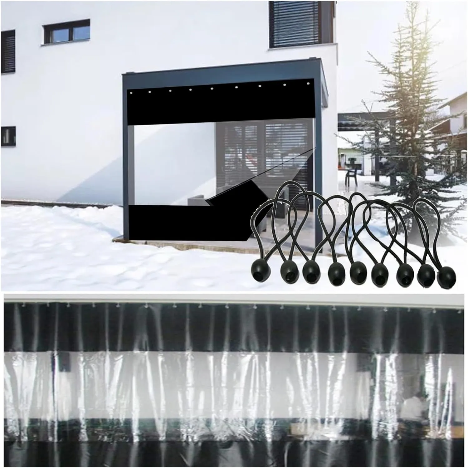Outdoor Tarpaulin Curtain Garden Greenhouse Water Proof Transparent PVC Tarpaulin with Eyelets, Pergola Side Curtains, Customizable (Color : Clear, Size : 3.28x3.28ft/1x1m)