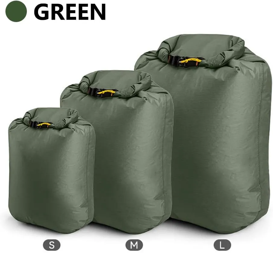 Outdoor Water proof Dry Bag - Silicon Coated Nylon, Ideal for Camping, Drifting, Hiking, Swimming, Rafting, Kayaking, River Trekking - Dampproof Clothes Storage Bag (Green-M)
