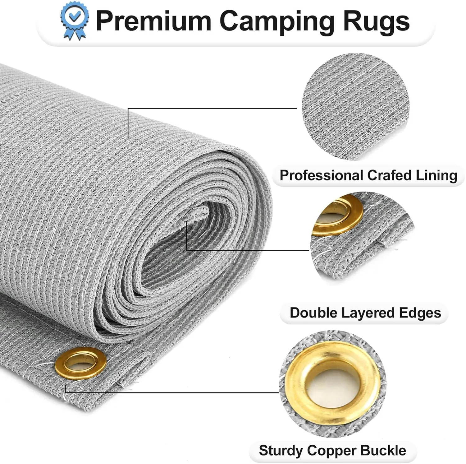 OutdoorLines Plastic Tarp Outdoor Rugs for Patio 5 x 8 ft - UV and Weather Resistant Patio Carpet, Stain Resistant Plastic RV Camping Mats for Porch, Garden, Camper and Picnic, Light Gray