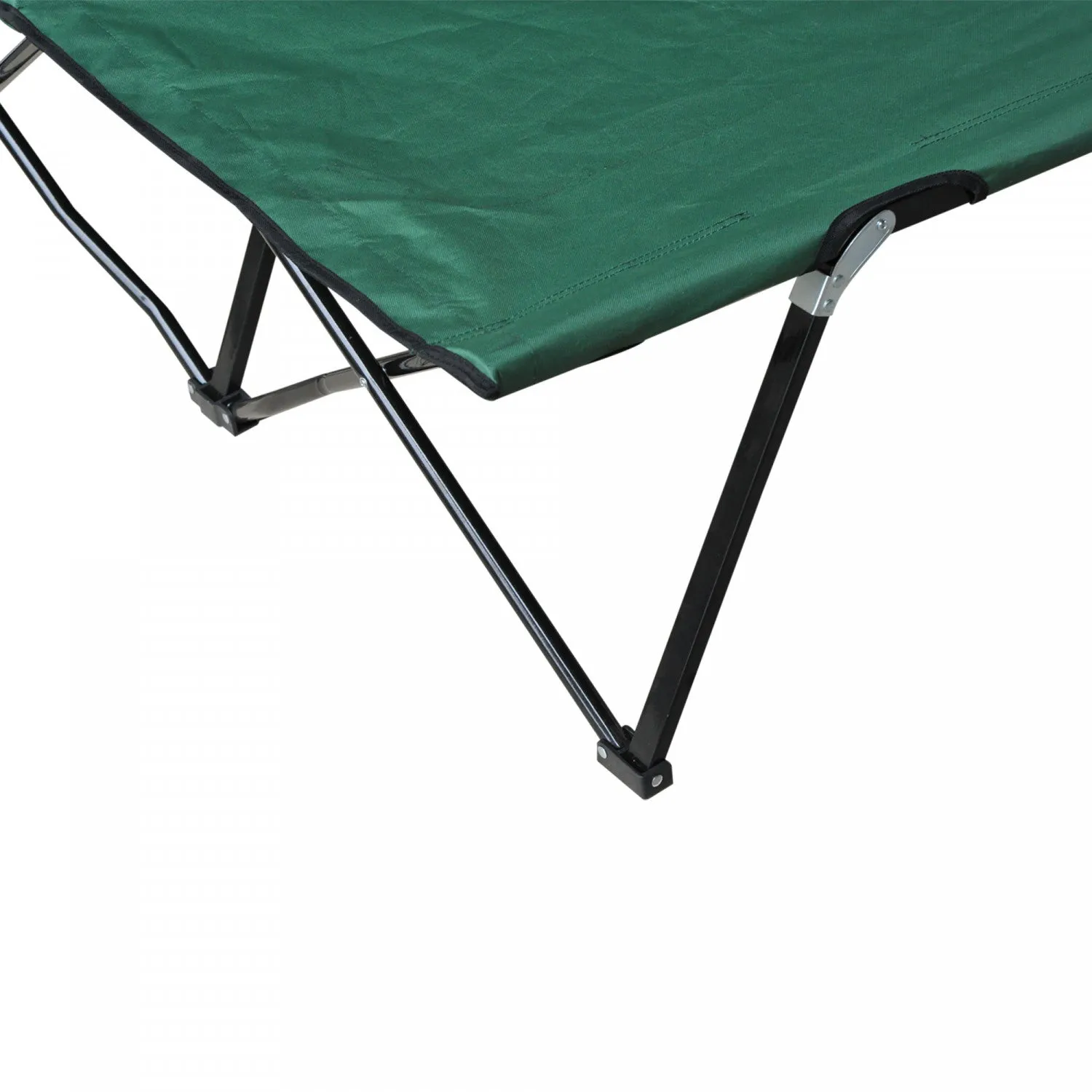 Outsunny 76" Two Person Folding Camping Cot With Carrying Bag, Green
