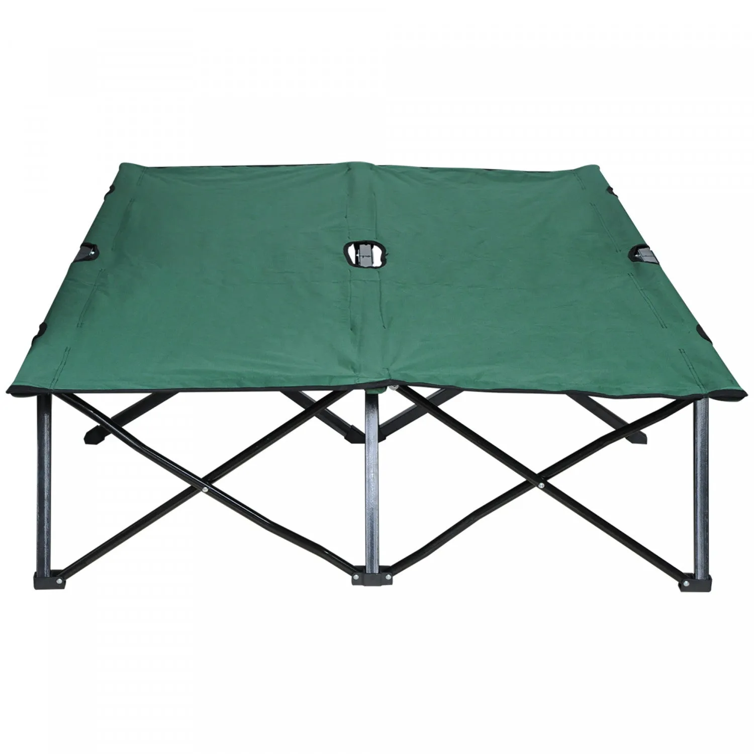 Outsunny 76" Two Person Folding Camping Cot With Carrying Bag, Green