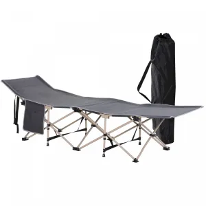 Outsunny Folding Camping Cot, Portable Sleeping Bed For Travel, Grey