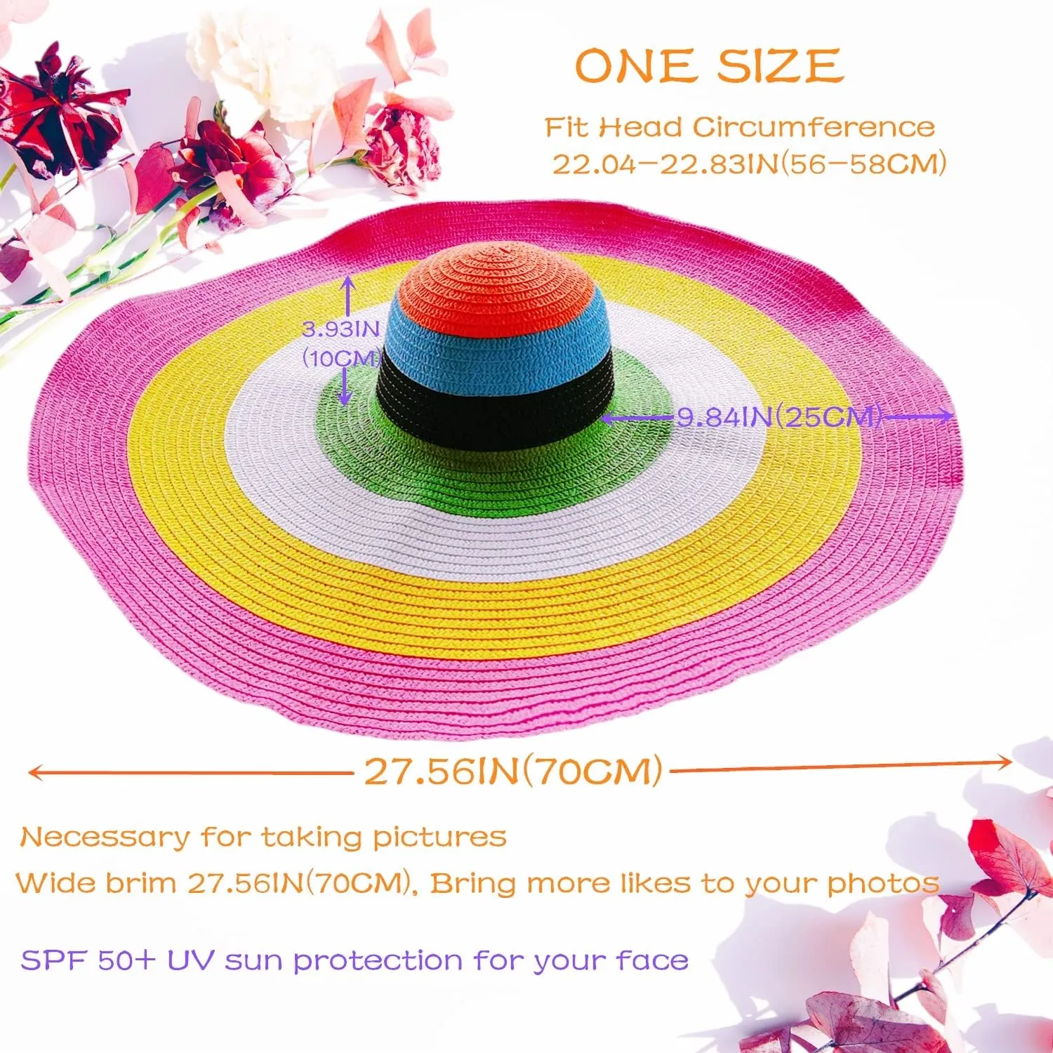 Oversized Beach Hat for Women, Large Wide Brim Packable Floppy Sun Straw Hats Foldable,Handmade Summer Big Beach Hat