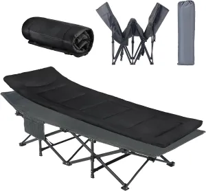 Oversized XXL Folding Camping Cot W/Mattress, 75" L x 27.5" W x 14" H, Heavy Duty Portable Cot for Adults with Carry Bag – Durable 1200D Oxford Fabric for Camping, Travel, Home, or Office