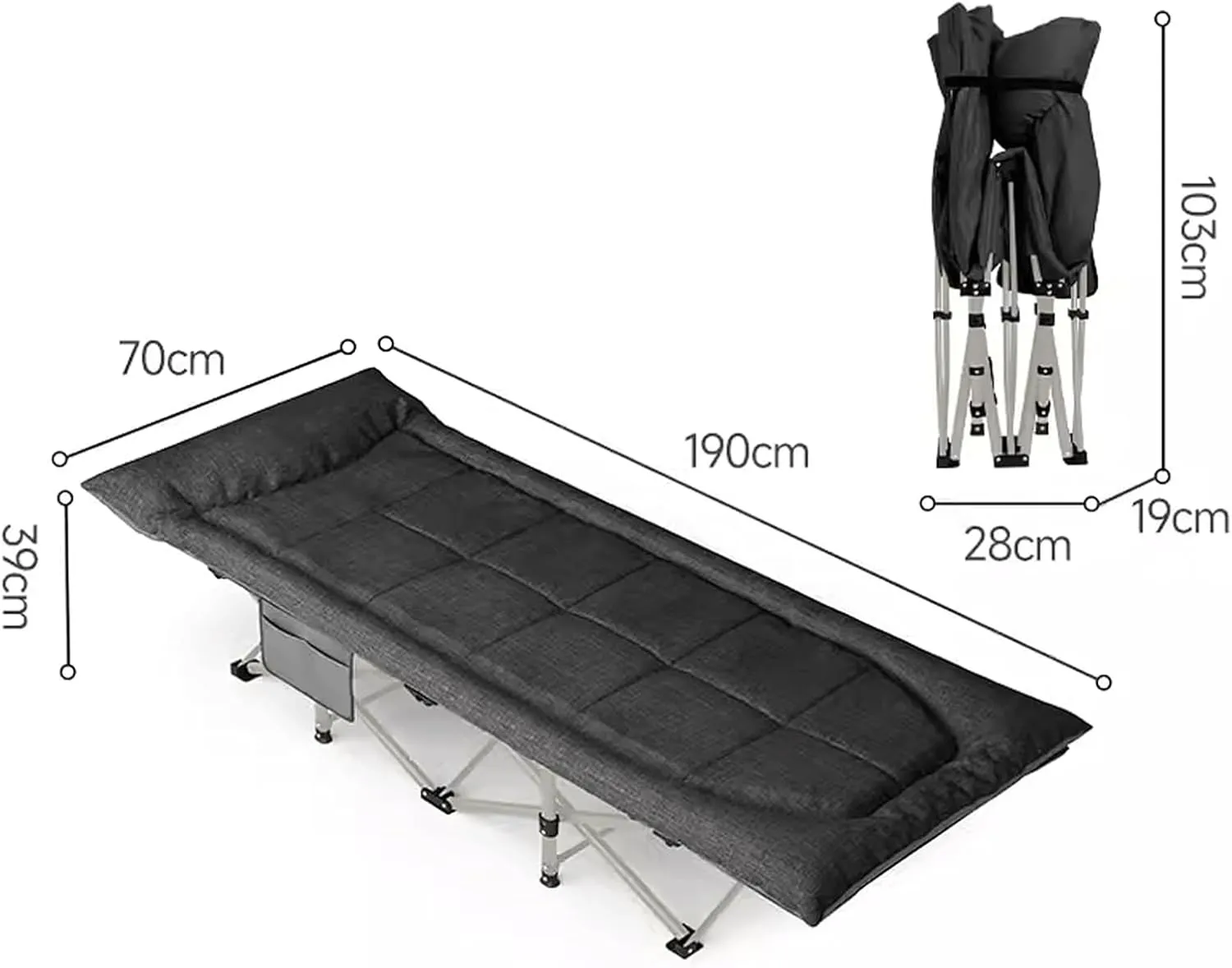 Oxford Cloth Camping Bed Simple Camping Cot Single Foldable Sleeping Cot Bed for Adults Portable with Carry Bag Camping Bed