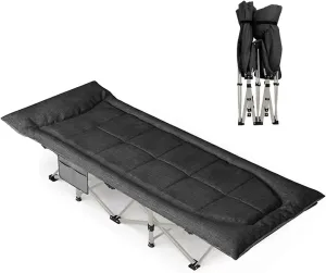 Oxford Cloth Camping Bed Simple Camping Cot Single Foldable Sleeping Cot Bed for Adults Portable with Carry Bag Camping Bed