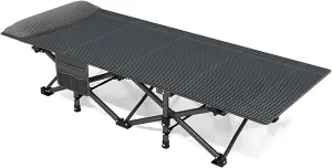 Oxford Cloth Camping Cot, Portable Folding Bed for Office/Home Nap, Lightweight Tent Cot with Carry Bag and Headrest