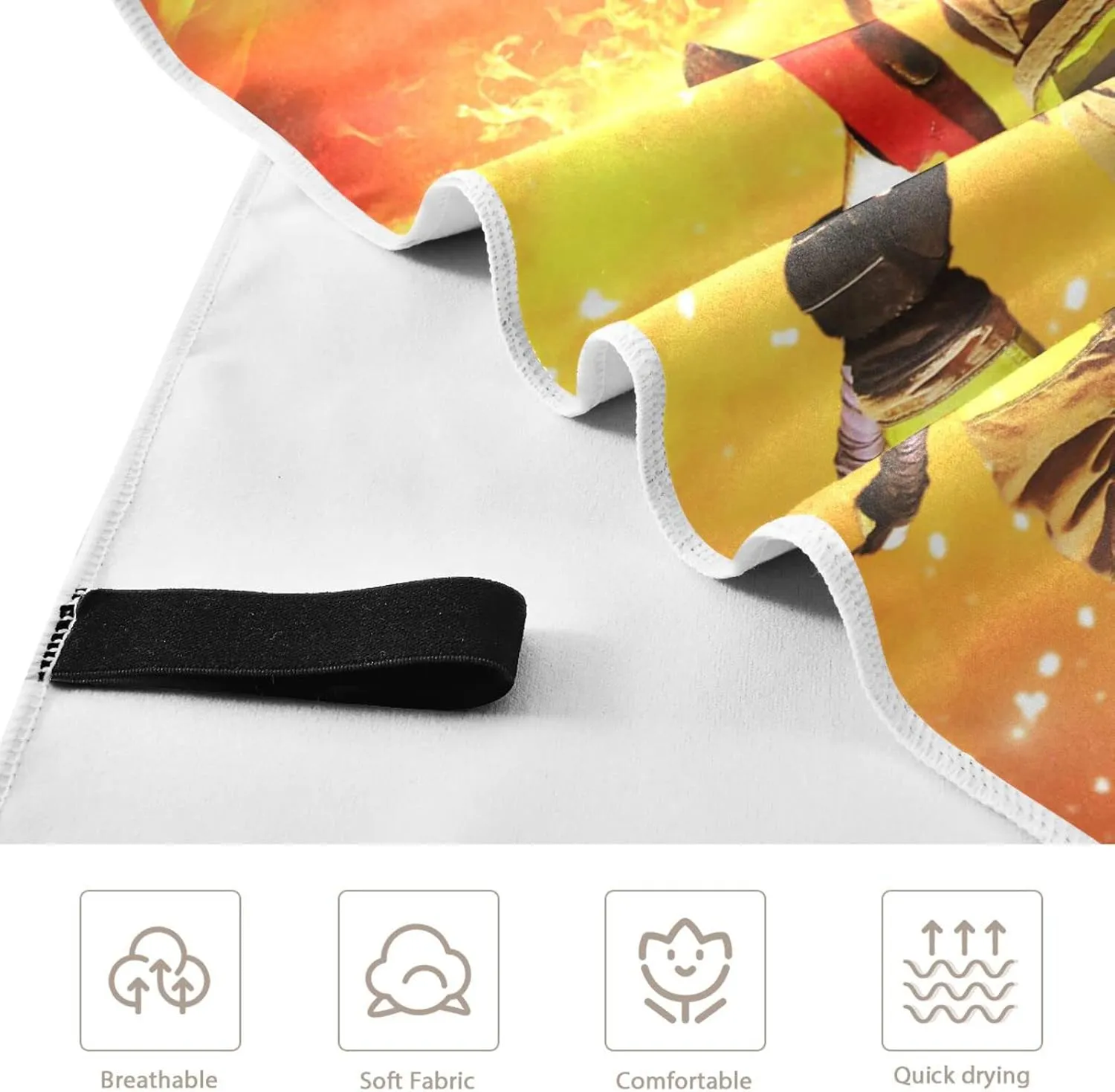 Oyihfvs Firefighter Survivors with Tools Fire Background Quick Drying Beach Towel, Foldable Yoga Towel, Soft Sport Towel, Sweat Absorbent Towel with Storage Mesh Bag 30 x 60 inch (S)