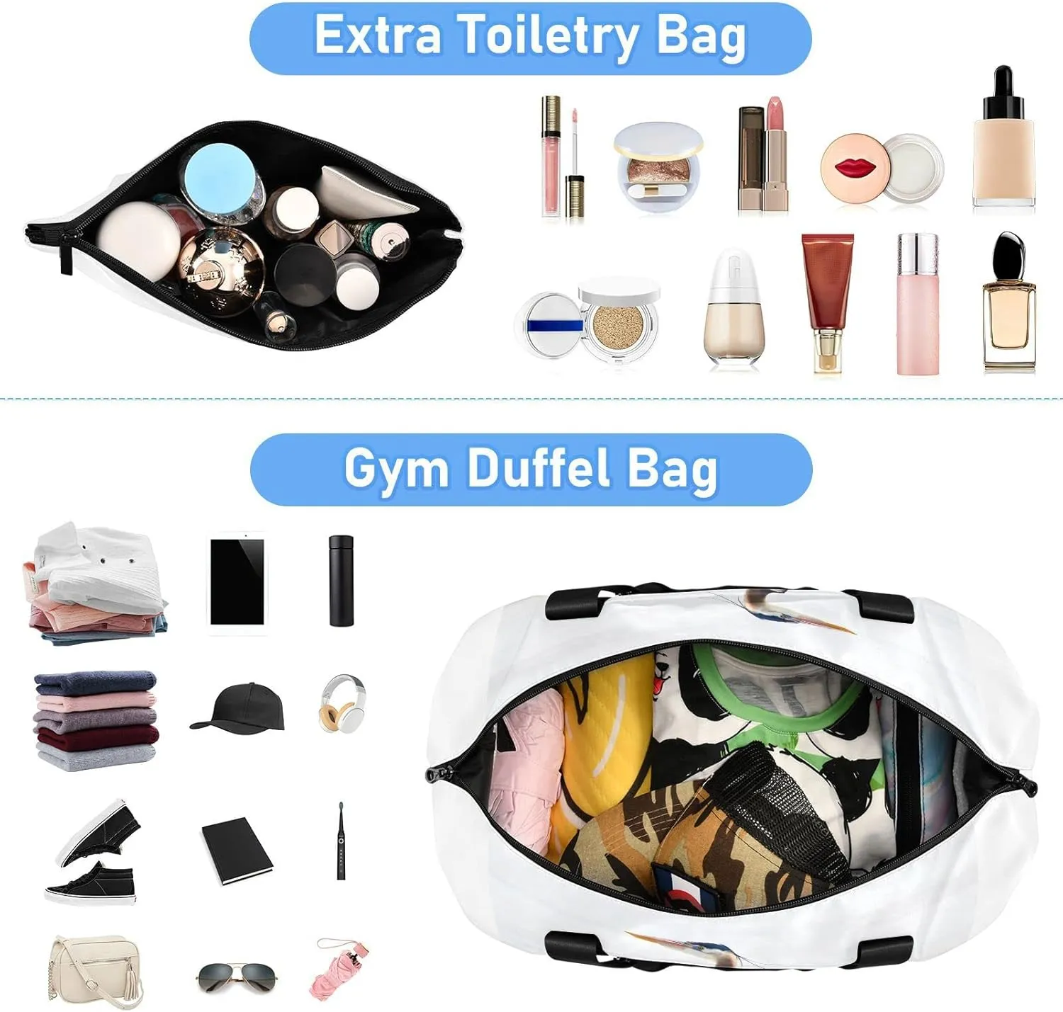 Oyihfvs Great Heron Standing with White Background Foldable Travel Bag, Camping Luggage bag, Portable Gym Bag, Sports Bag, Toiletry Bag with Handles Adjustable Shoulder Strap