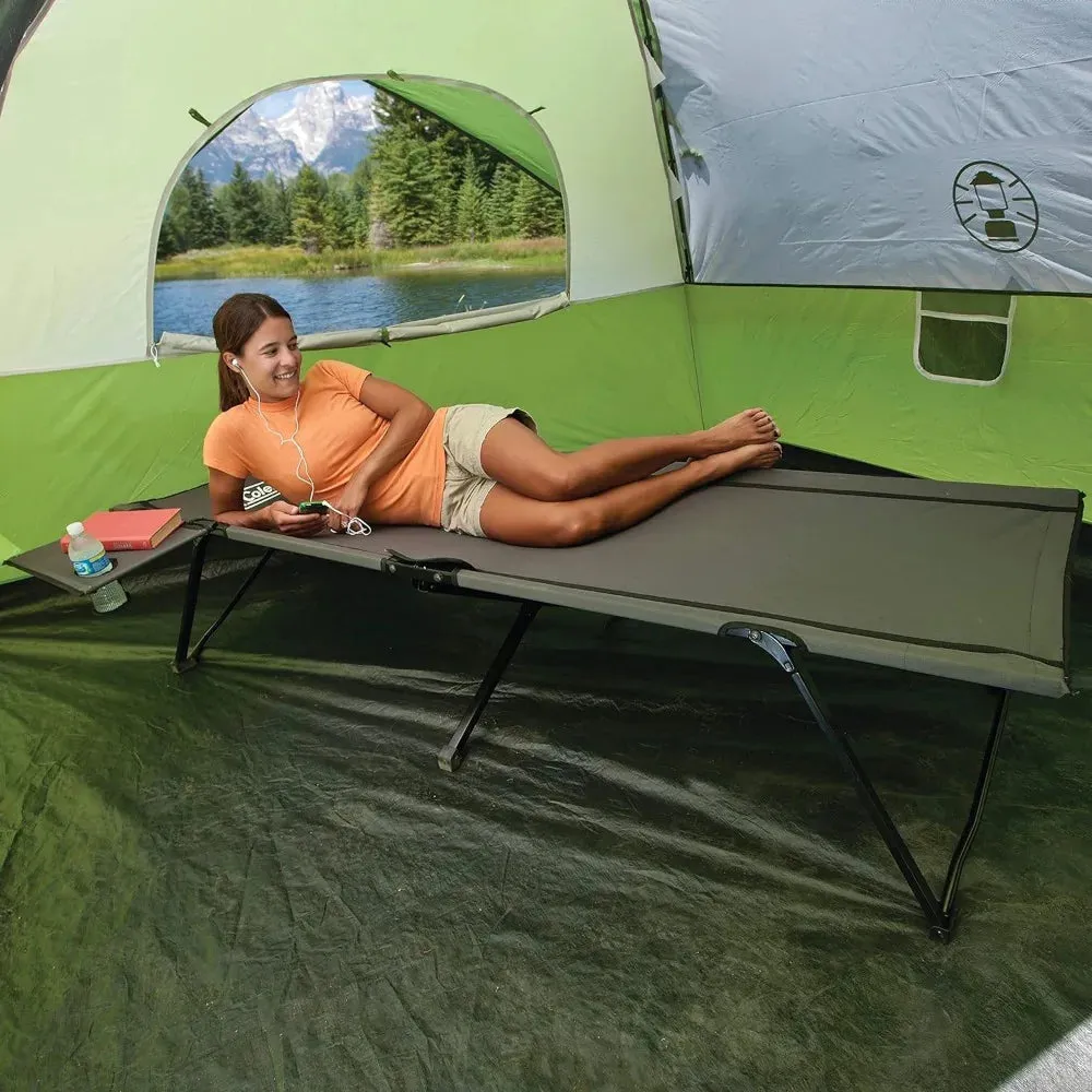 Pack-Away Camping Cot with Removable Side Table - Extra Wide, Fits Adults up to 6'6" or 300 lbs