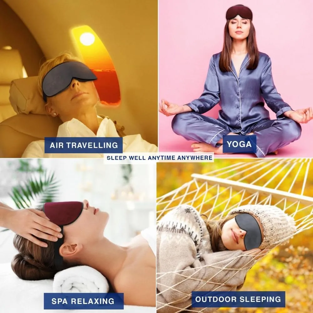 Pack of 2 Sleep Mask, Eye Mask for Sleeping, Eye Mask,100% Blackout Sleeping Mask, Sleep Masks for Men & Women, Zero Pressure Sleep Eye Mask with Adjustable Strap, Travel Essentials, 3D Sleep Masks