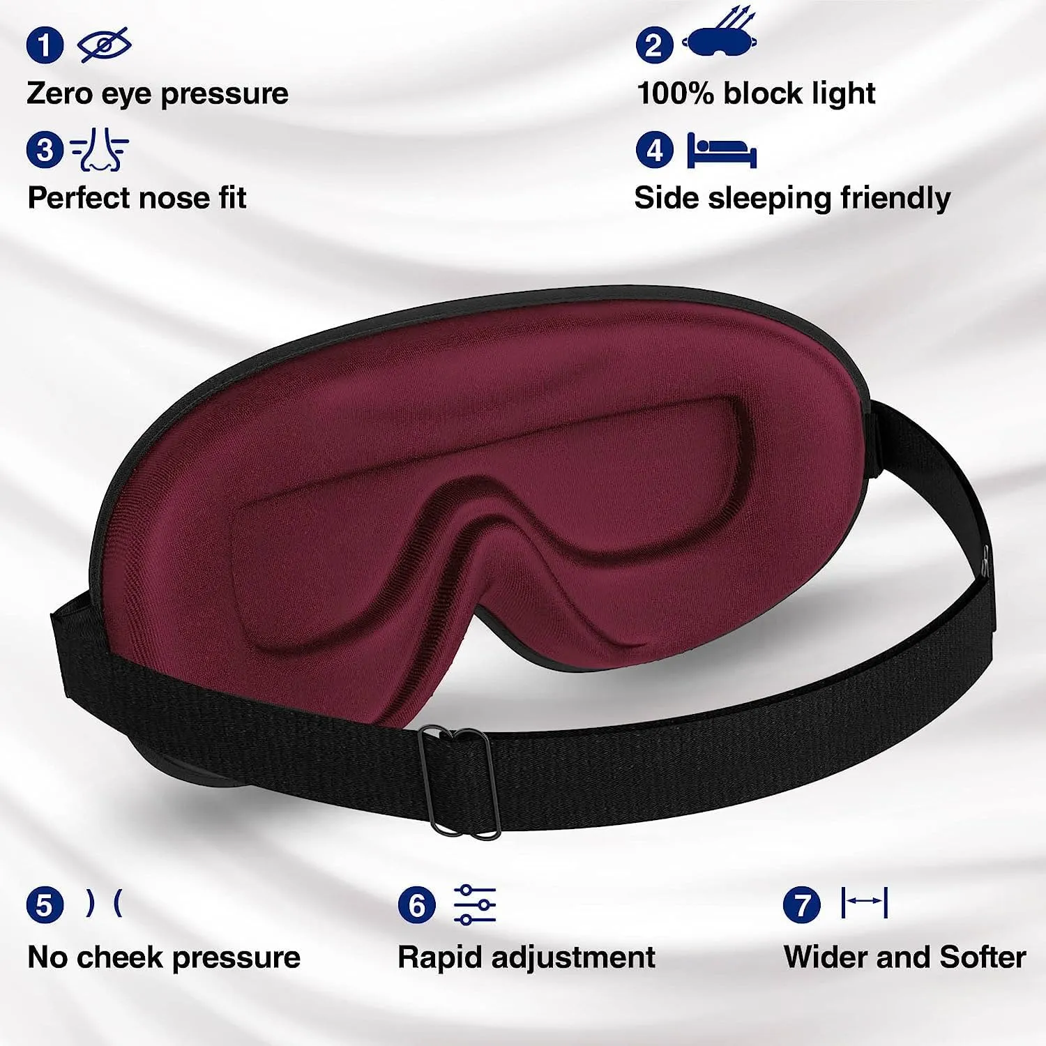 Pack of 2 Sleep Mask, Eye Mask for Sleeping, Eye Mask,100% Blackout Sleeping Mask, Sleep Masks for Men & Women, Zero Pressure Sleep Eye Mask with Adjustable Strap, Travel Essentials, 3D Sleep Masks
