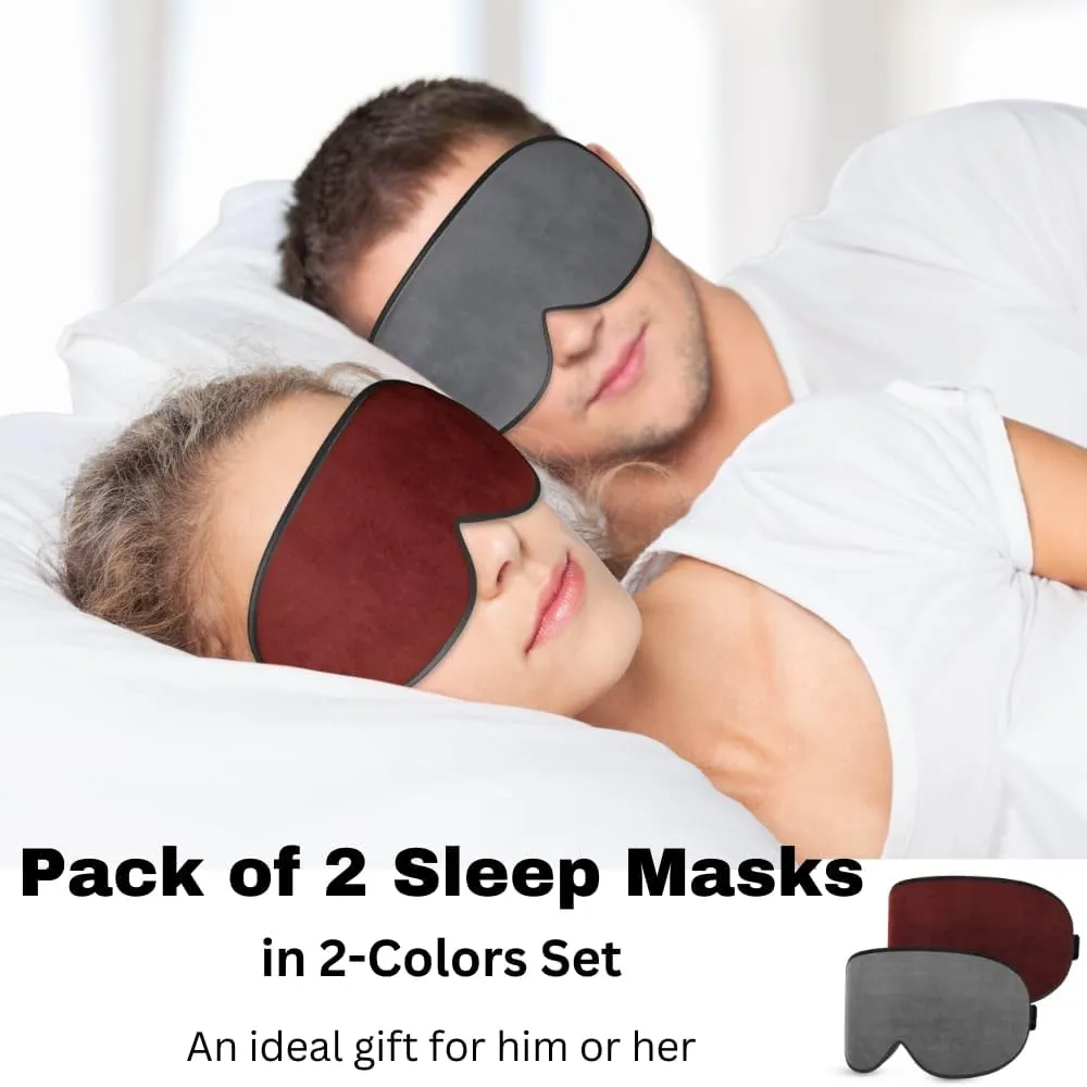 Pack of 2 Sleep Mask, Eye Mask for Sleeping, Eye Mask,100% Blackout Sleeping Mask, Sleep Masks for Men & Women, Zero Pressure Sleep Eye Mask with Adjustable Strap, Travel Essentials, 3D Sleep Masks