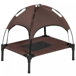 Pawhut Elevated Dog Bed With Canopy, Portable Raised Dog Cot For S Sized Dogs, Indoor & Outdoor, 25"|Pawhut Lit Sureleve Portable Pour Chien Avec Auvent De Protection Uv, 24"