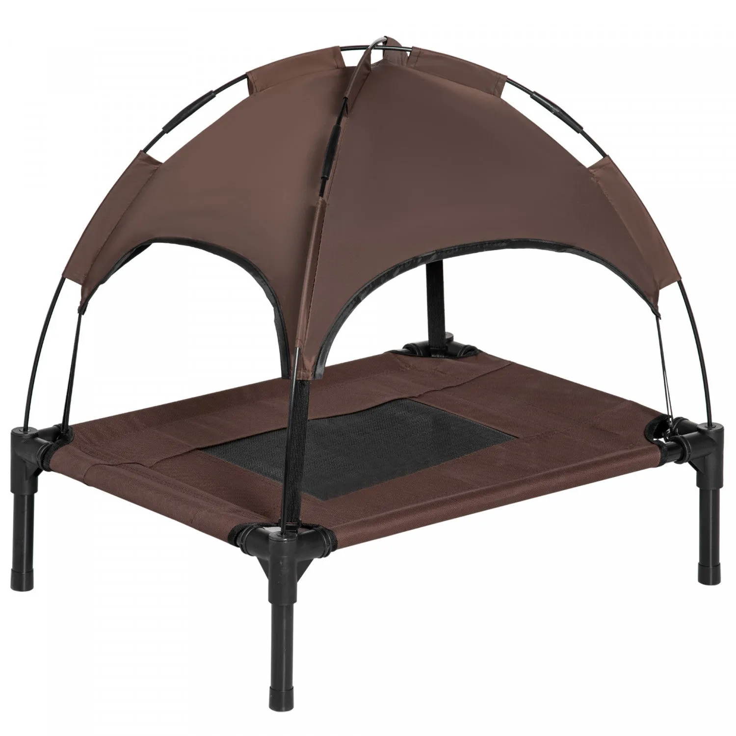 Pawhut Elevated Dog Bed With Canopy, Portable Raised Dog Cot For S Sized Dogs, Indoor & Outdoor, 25"|Pawhut Lit Sureleve Portable Pour Chien Avec Auvent De Protection Uv, 24"