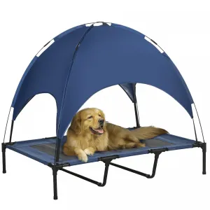 Pawhut Elevated Dog Bed With Canopy, Portable Raised Dog Cot For Xl Sized Dogs, Indoor & Outdoor, 48|Pawhut Lit Sureleve Rafraichissant Pour Animal Domestique Avec Auvent Pour Chien De Taille Xl, Inter