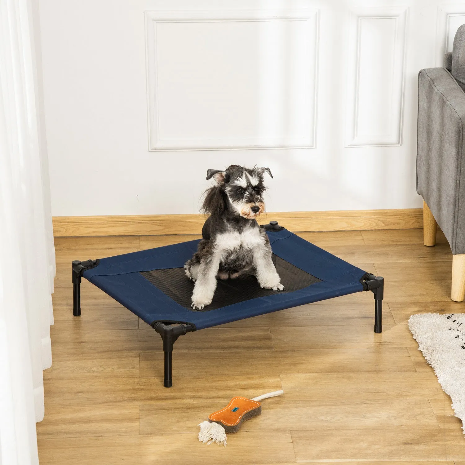 Pawhut Elevated Pet Bed Dog Cat Cot Cozy Beds Camping Comfortable, Blue And Black|Pawhut D1-0237 Lit Sureleve Pour Chien Et Chat Lit Confortable Pour Camping Confortable Bleu Et Noir