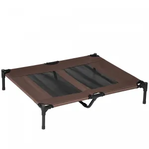 Pawhut Elevated Pet Bed Portable Raised Cot With Non-slip Feet For Outdoor & Indoor Use, Coffee|Pawhut Lit Sureleve Portable Avec Pieds Antiderapants Pour L'exterieur Et L'interieur, Cafe