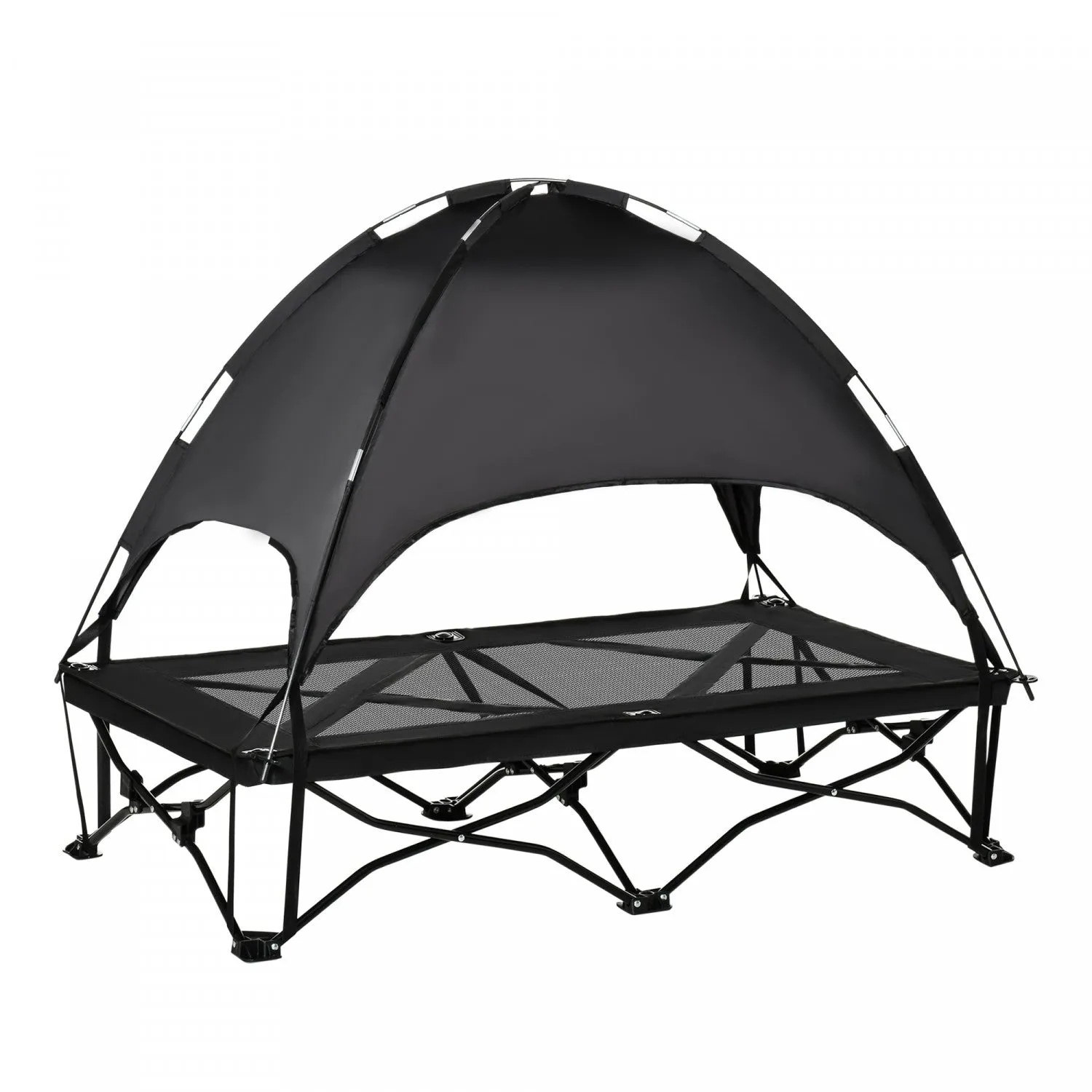 Pawhut Elevated Pet Cot With Removable Canopy Shade Uv Protection Portable Foldable Raised Bed Cot C|Pawhut Lit Pour Chien Chat Sur Pieds Grand Confort Velum Anti-uv Tissu Oxford Textilene Micro-perfor