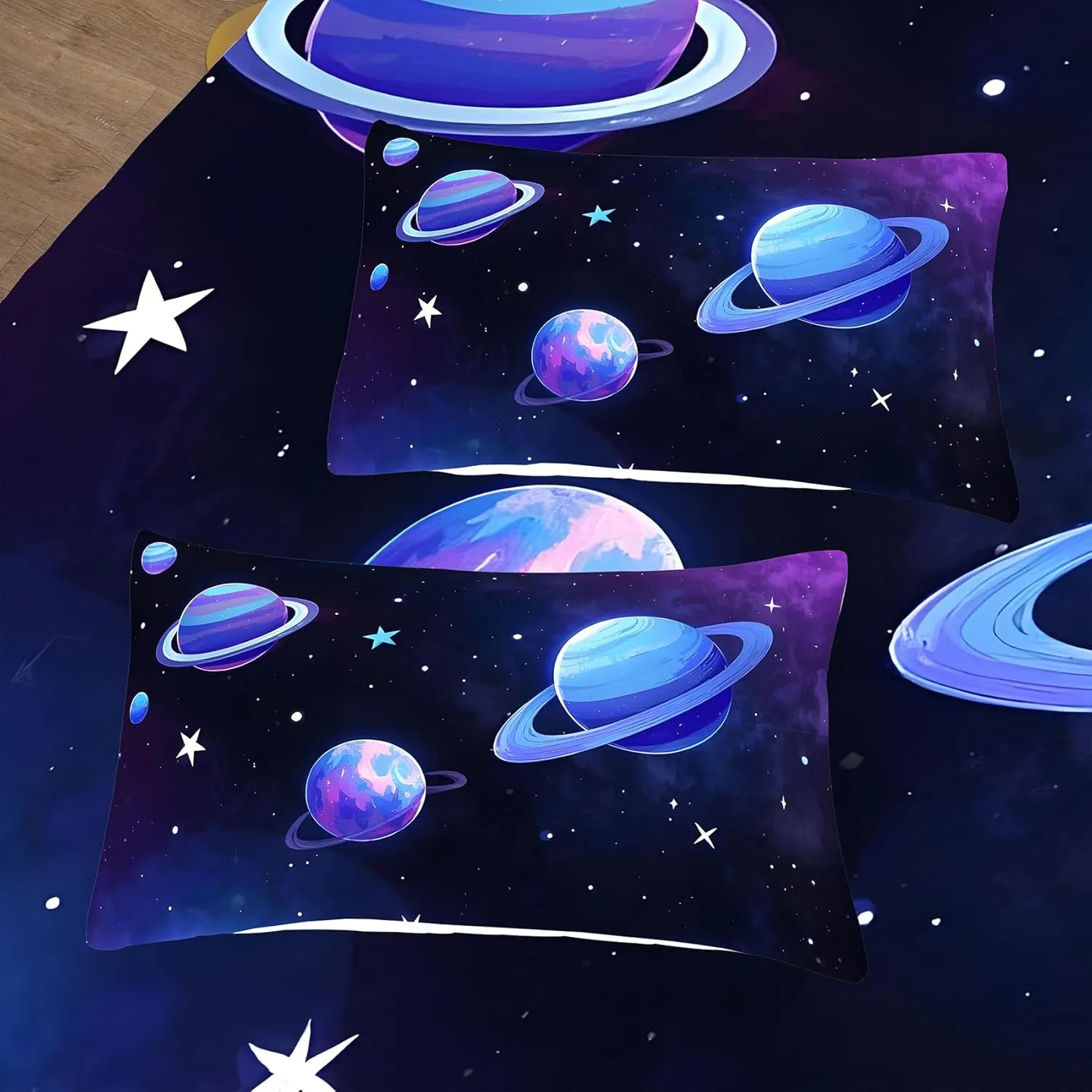 Peopleareok Galaxy Comforter Set Full(79x90 Inch), 3 Pieces 3D Space Planets Bedding Set for Teens Boys Girls, Super Soft Lightweight for All Seasons, Includes 1 Comforter and 2 Pillowcase