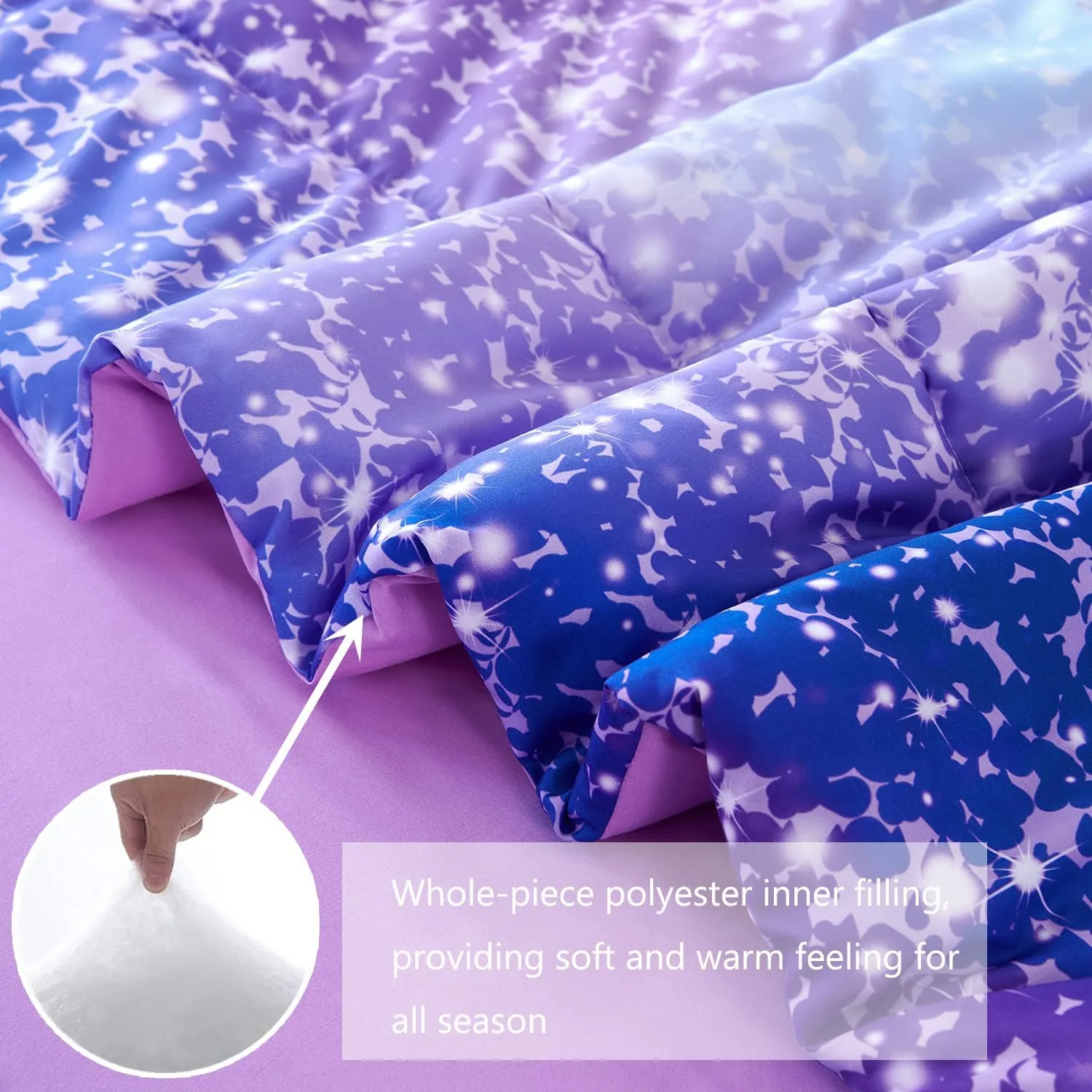 PERFEMET Girls Twin Comforter Set with Sheets 6-Piece Bed in a Bag Rainbow Fluffy Bedding Set for Girls Kids 3D Colorful Tie Dye Bedroom Bed Set (Purple Pink, Twin)