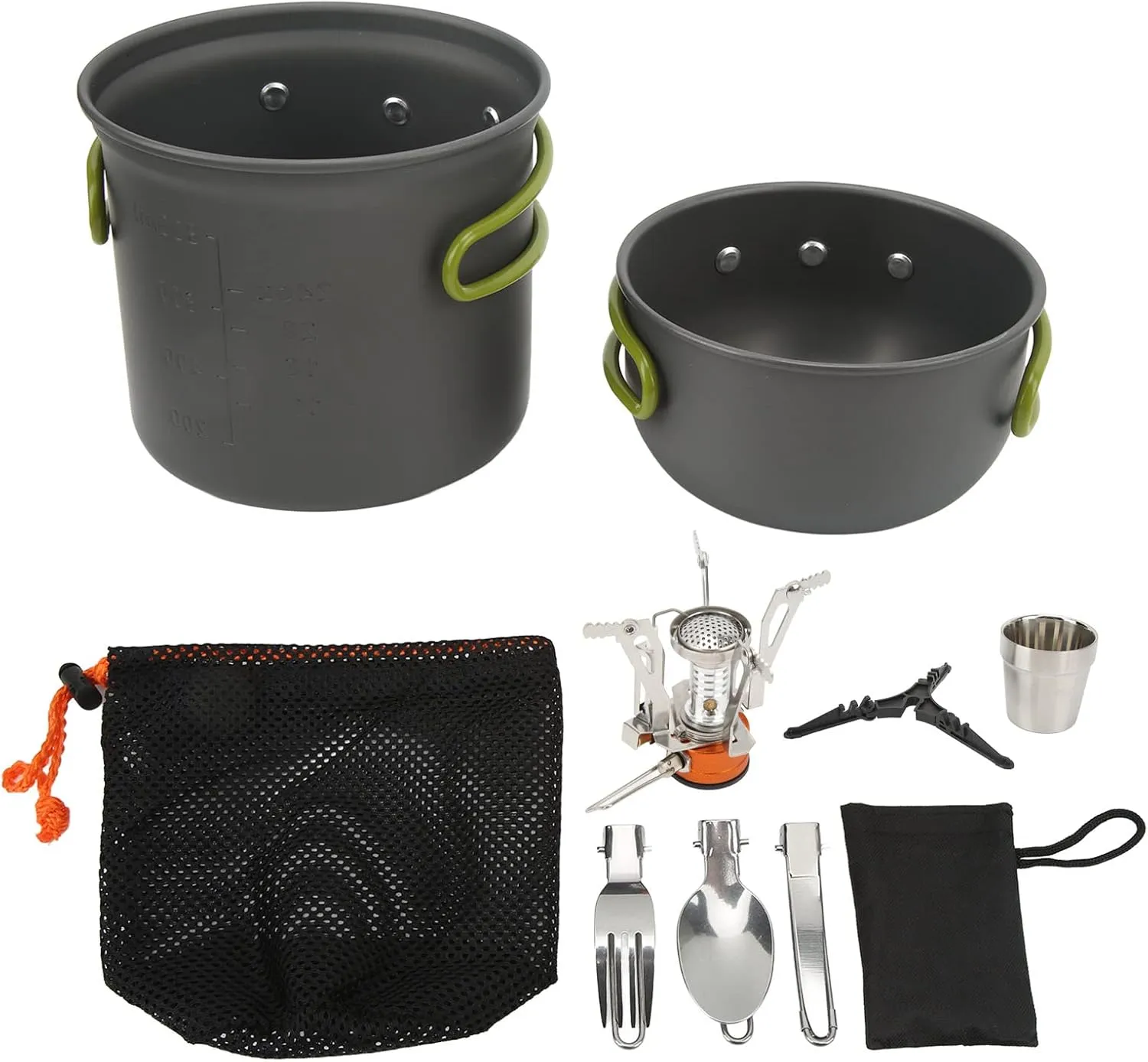PerGar Camping cookware Set, Outdoor Portable cookware Set, Multifunctional Picnic Cooking Stove Pot Folding Spoon and Fork Set, Alumina Camping cookware Set