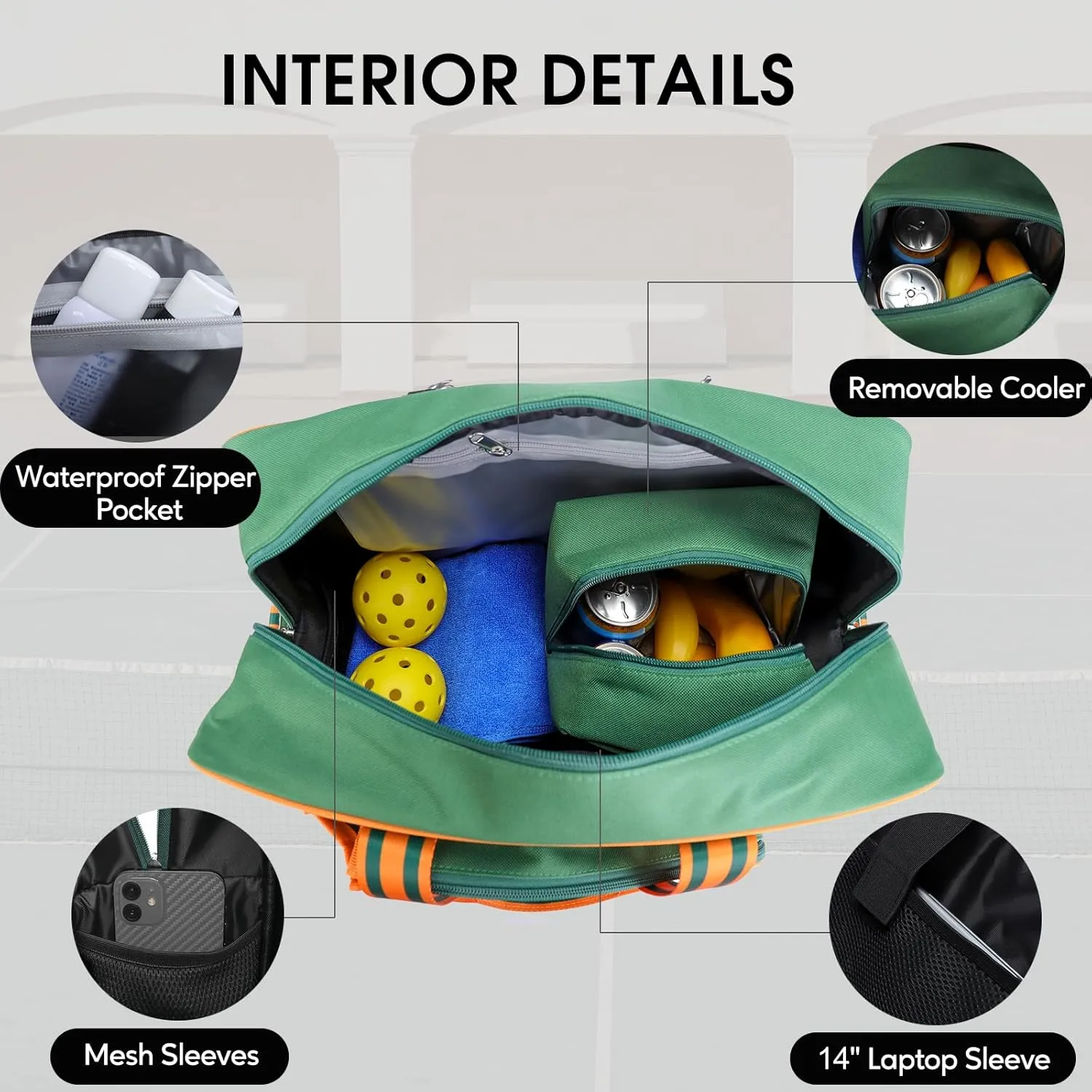 Pickleball Bags for Women&Man | Pickleball Bags with Insulated Drink Cooler Bag Fence Hooks | Pickleball Gift