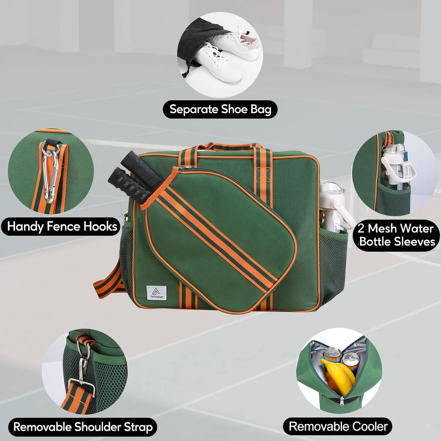Pickleball Bags for Women&Man | Pickleball Bags with Insulated Drink Cooler Bag Fence Hooks | Pickleball Gift